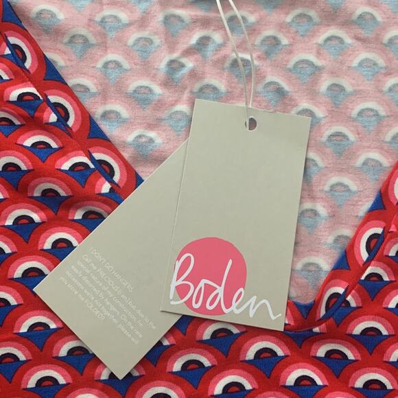 Boden Tory jersey red rainbow dress womens 14 large new 3/4 sleeve casual cute - Picture 6 of 10